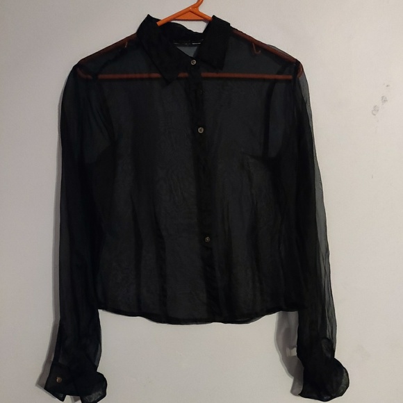 Sheer black button down - Picture 2 of 5